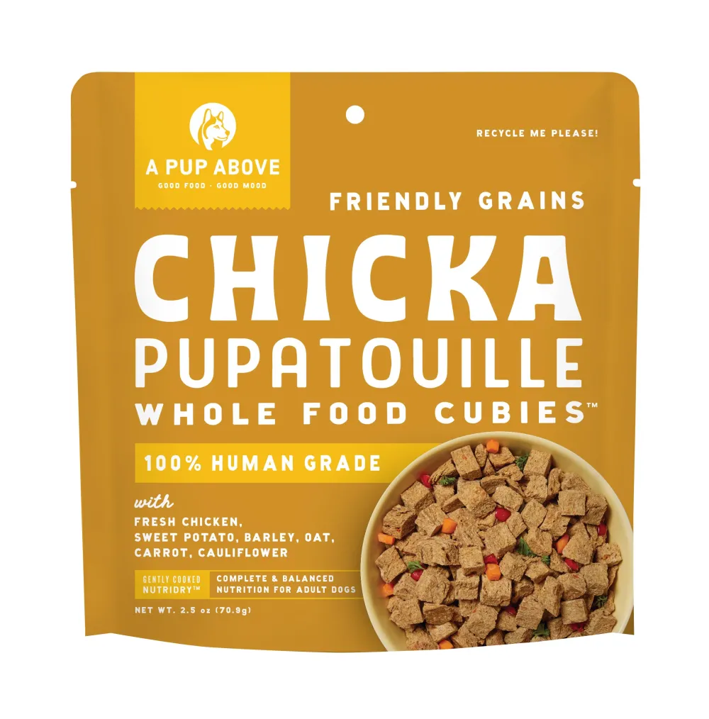 A Pup Above Dry Food | Air-Dried & Dehydrated Food^Cubies Chicken Pupatouille Friendly Grains Dry Dog Food, 2.5-oz