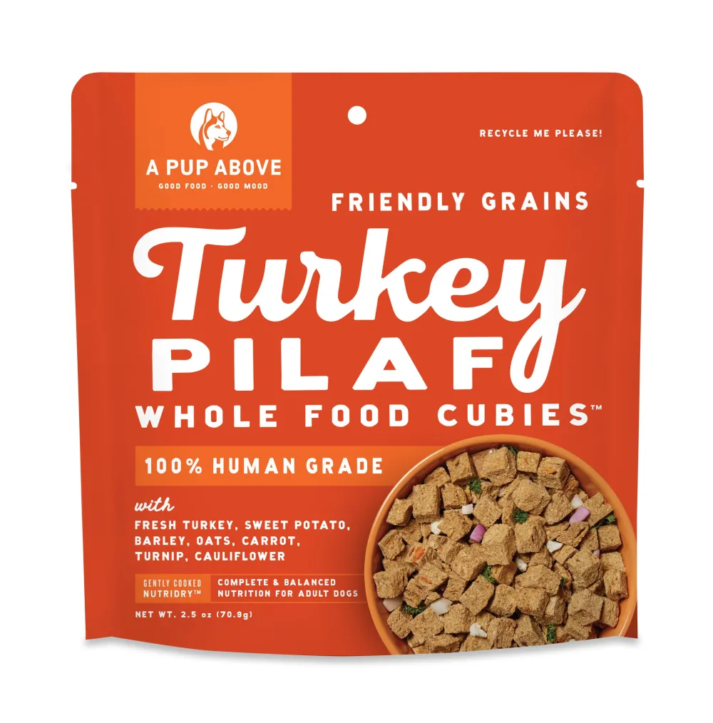 A Pup Above Dry Food | Air-Dried & Dehydrated Food^Cubies Turkey Pilaf Friendly Grains Dry Dog Food, 2.5-oz