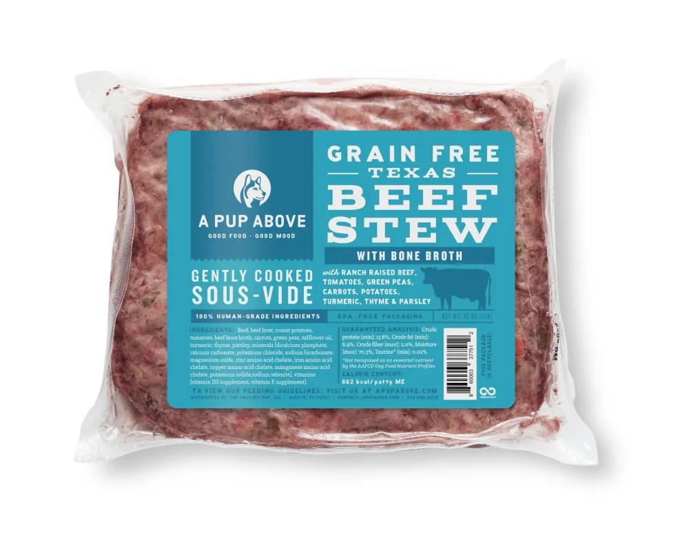 A Pup Above Frozen Food^Texas Beef Stew Grain-Free Gently Cooked Dog Food, 1-lb