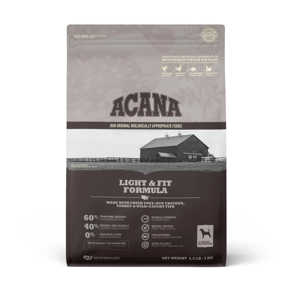 Acana Dry Food^Light & Fit Grain-Free Dry Dog Food, 4.5-lb