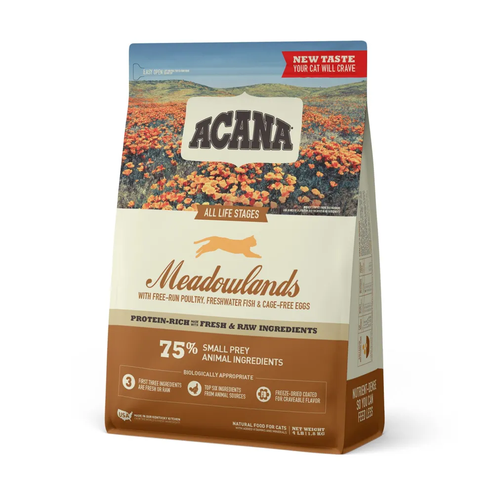 Acana Dry Food^Meadowlands Grain-Free Dry Cat Food, 4-lb