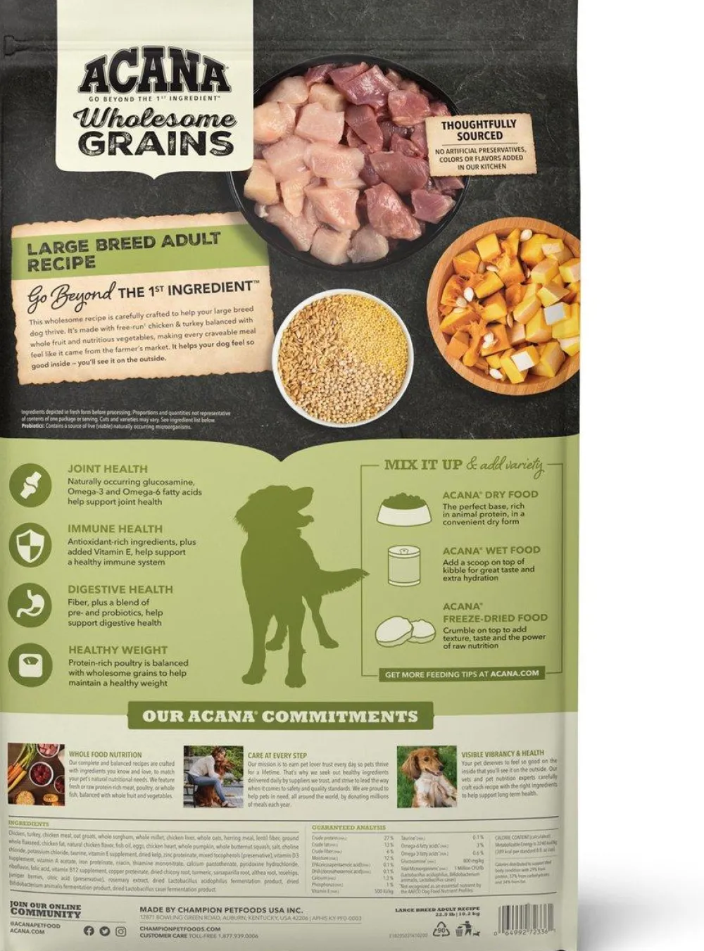 Acana Dry Food^Wholesome Grains Large Breed Adult Recipe Dry Dog Food, 22.5-lb