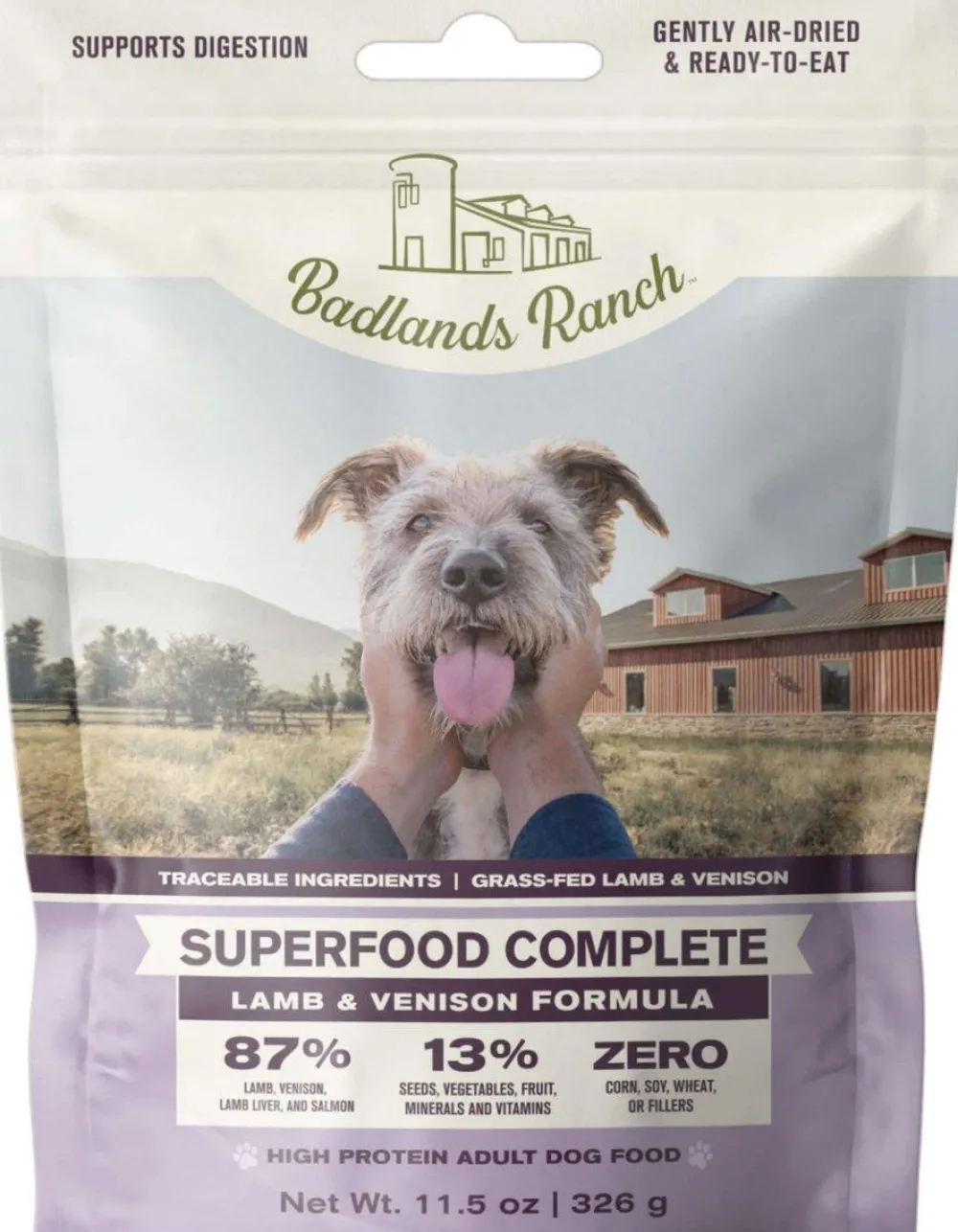 Badlands Ranch Air-Dried & Dehydrated Food^Superfood Complete Lamb & Venison Air-Dried Dog Food, 11.5-oz