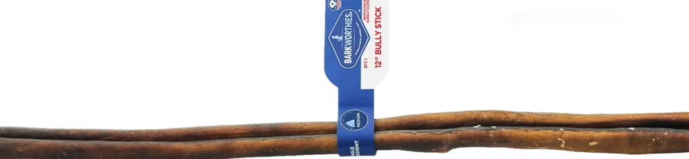 Barkworthies Bully Sticks & Natural Chews^Standard Bully Sticks Dog Treats, 12-in