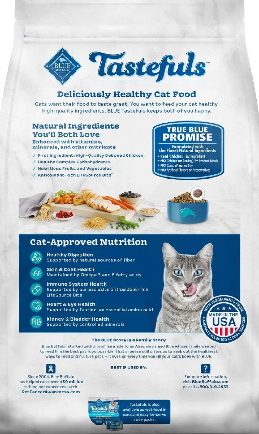 Blue Buffalo Dry Food^BLUE Tastefuls Active Chicken & Brown Rice Adult Dry Cat Food, 7-lb