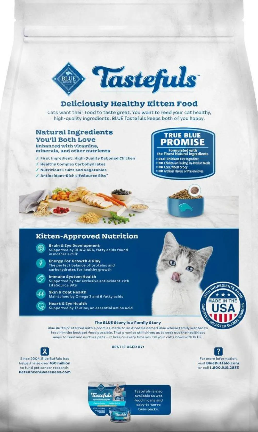 Blue Buffalo Dry Food^BLUE Tastefuls Chicken & Brown Rice Kitten Dry Cat Food, 7-lb
