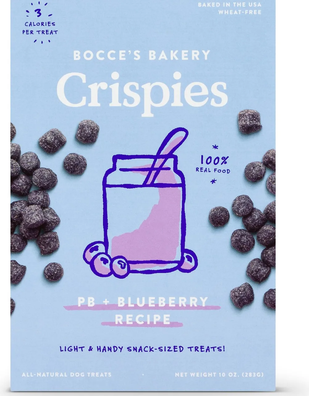 Bocce's Bakery Biscuits & Crunchy Treats^Crispies PB & Blueberry Recipe Dog Treats, 10-oz