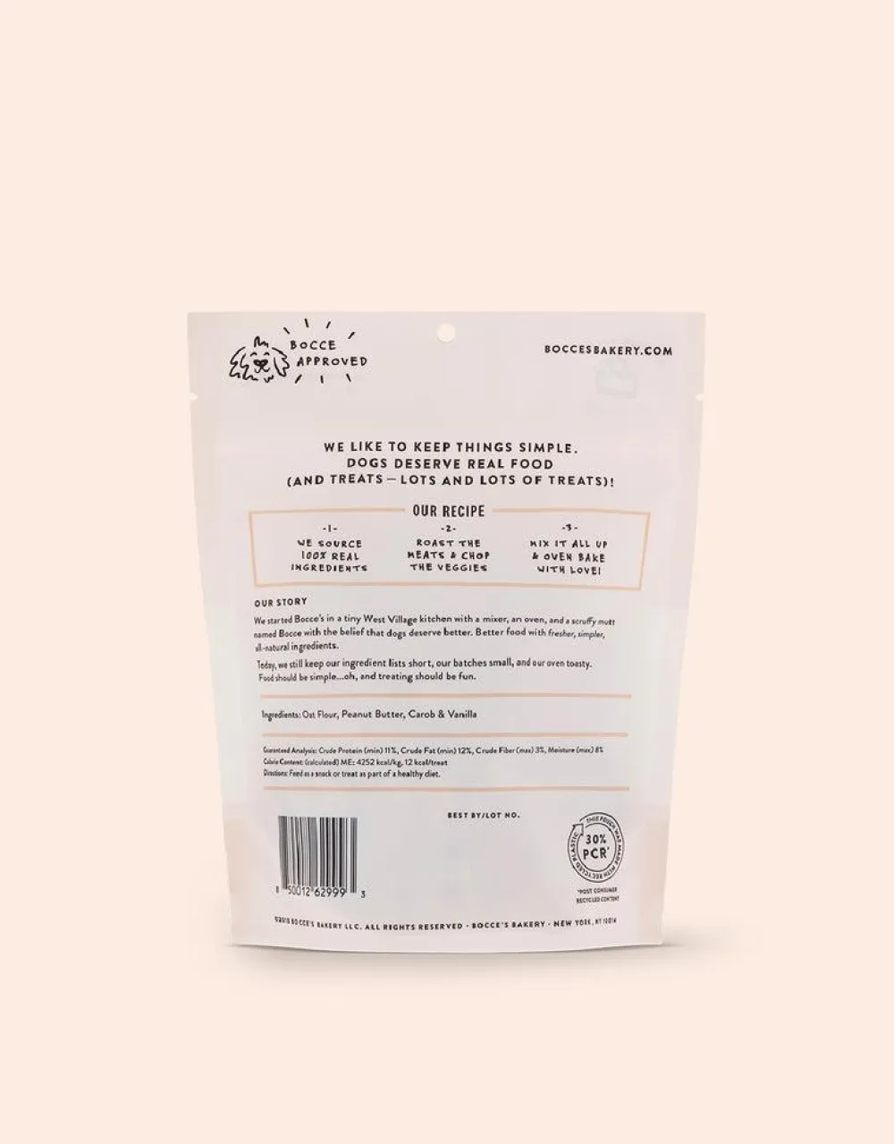 Bocce's Bakery Biscuits & Crunchy Treats^Mud Pie Oh My PB, Carob & Vanilla Dog Treats, 5-oz