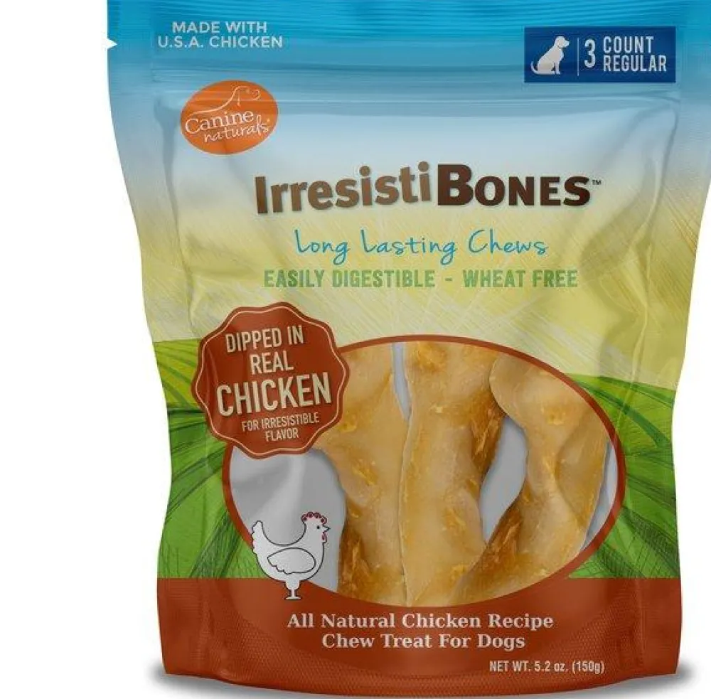 Canine Naturals Bully Sticks & Natural Chews^IrresistiBones Chicken Dog Treats, 4.5-in, 3-pk