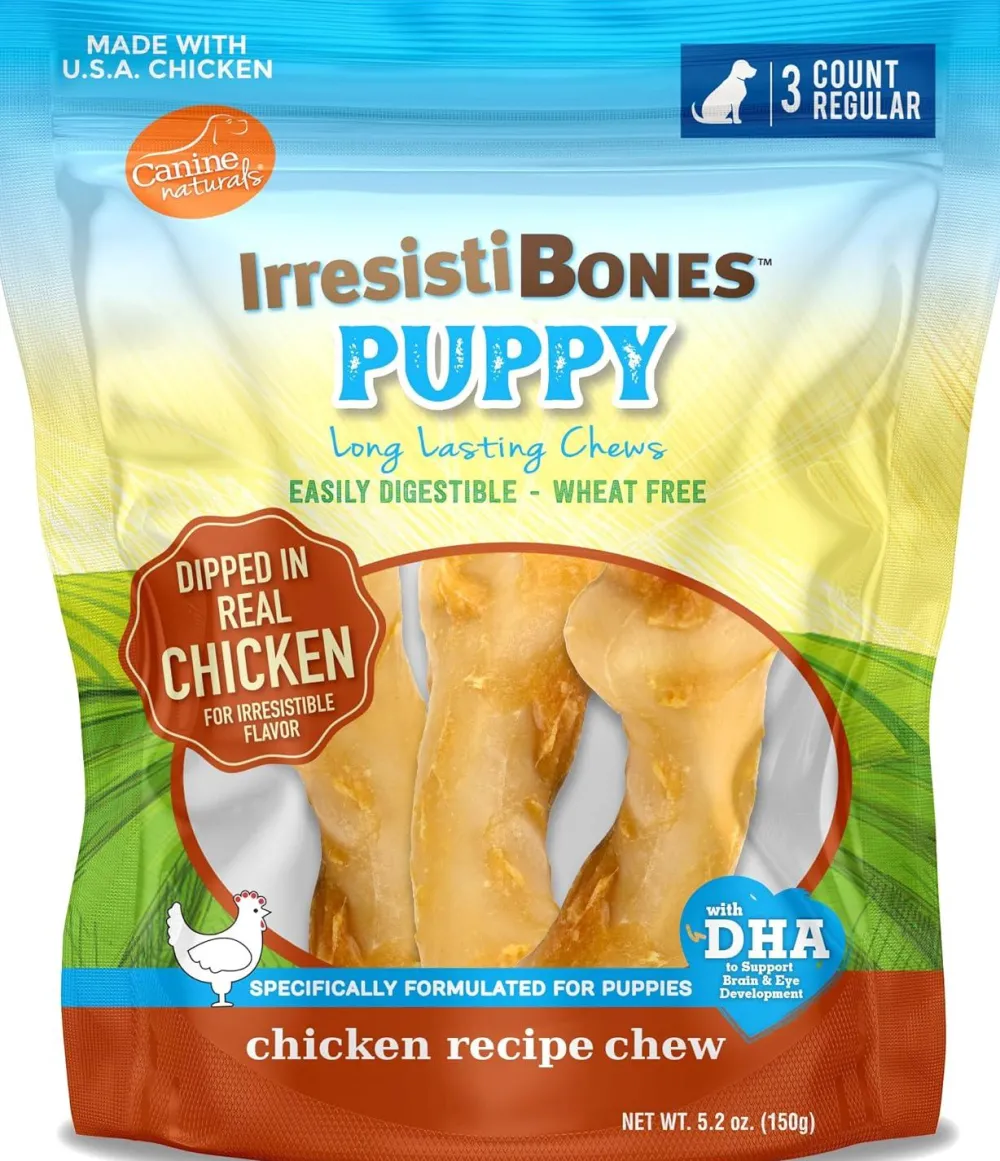 Canine Naturals Bully Sticks & Natural Chews^IrresistiBones Puppy Dog Treats, 4.5-in, 3-pk