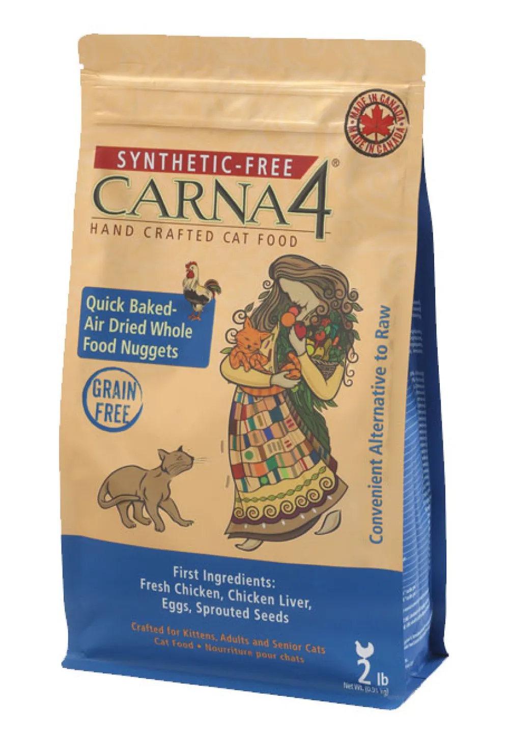 Carna4 Air-Dried & Dehydrated Food^Quick Baked Chicken Nuggets Grain-Free Air-Dried Cat Food, 2-lb