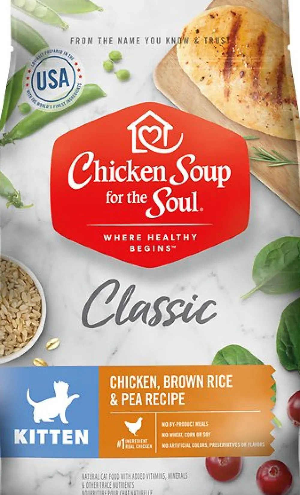 Chicken Soup Dry Food^for the Soul Kitten Chicken Brown Rice & Pea Recipe Dry Cat Food, 4.5-lb