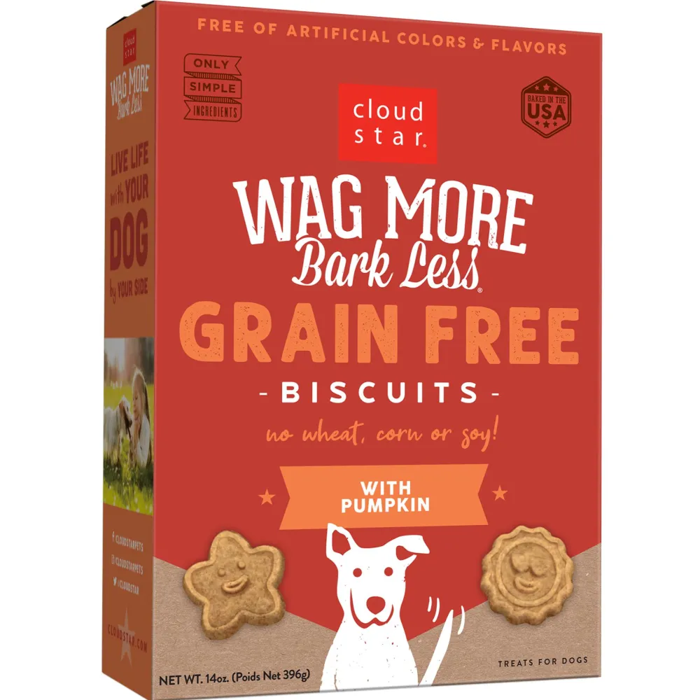 Cloud Star Biscuits & Crunchy Treats^Wag More Bark Less Grain-Free Oven Baked with Pumpkin Dog Treats, 14-oz