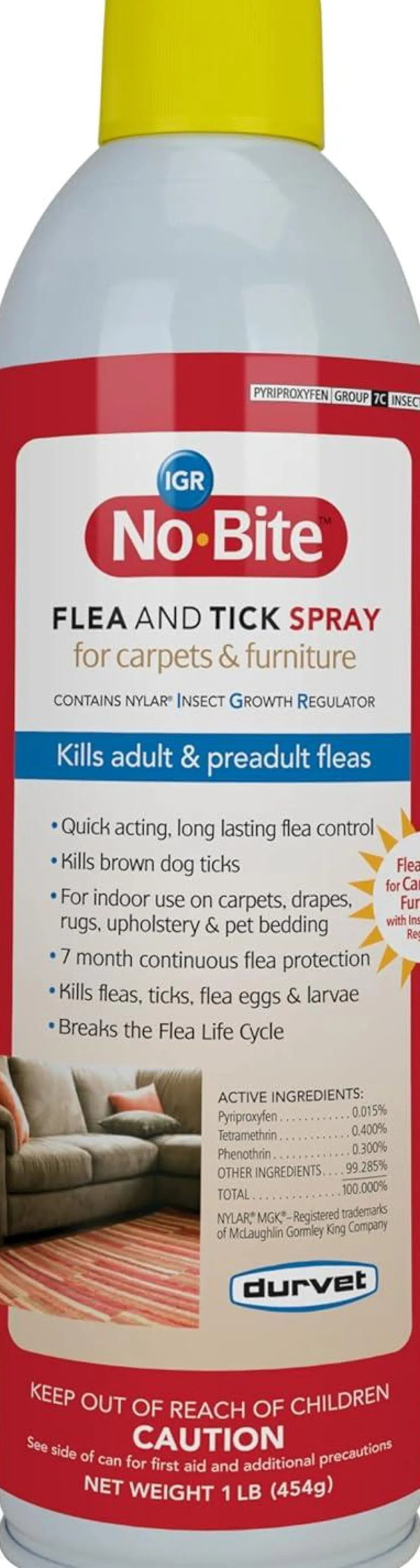 Durvet Flea & Tick | Flea & Tick^No-Bite IGR Flea & Tick Spray for Carpets & Furniture, 16-oz