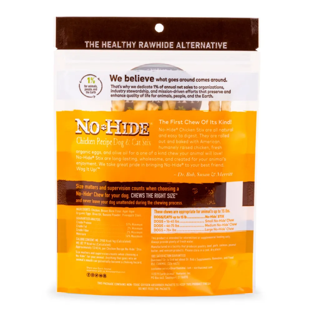 Earth Animal Bully Sticks & Natural Chews^No-Hide Chicken Stix Chew Dog Treat, 10-pk