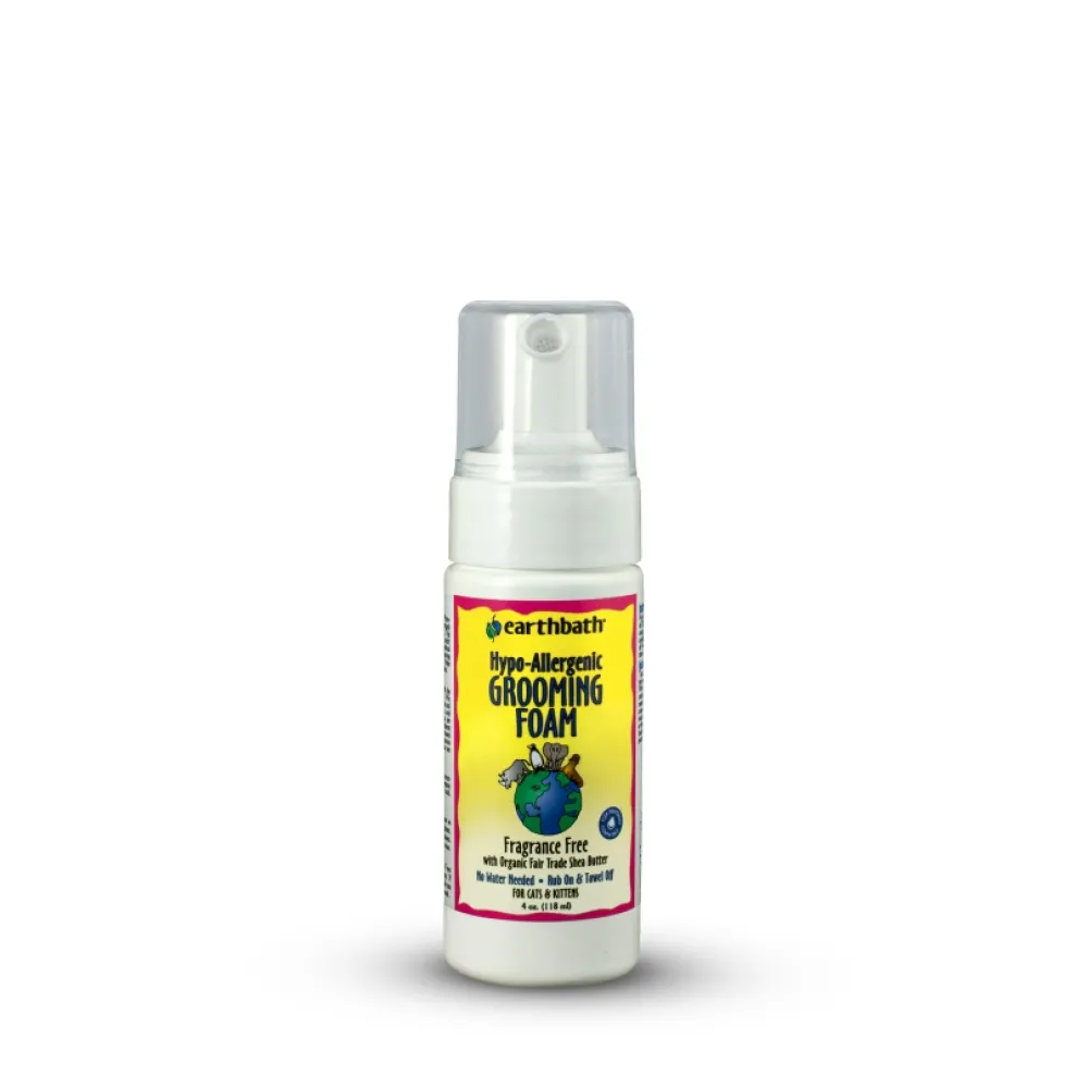Earthbath Grooming | Grooming^Grooming Foam for Cats, Hypo-Allergenic, Fragrance Free, 4-oz