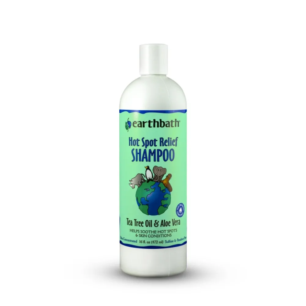 Earthbath Grooming | Grooming^Hot Spot Relief Shampoo for Dogs & Cats, Tea Tree & Aloe, 16-oz