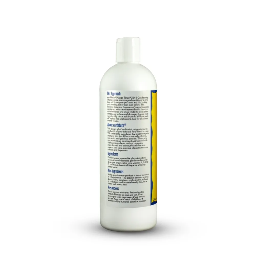 Earthbath Grooming | Grooming^2-in-1 Conditioning Shampoo for Dogs & Cats, Mango Tango, 16-oz