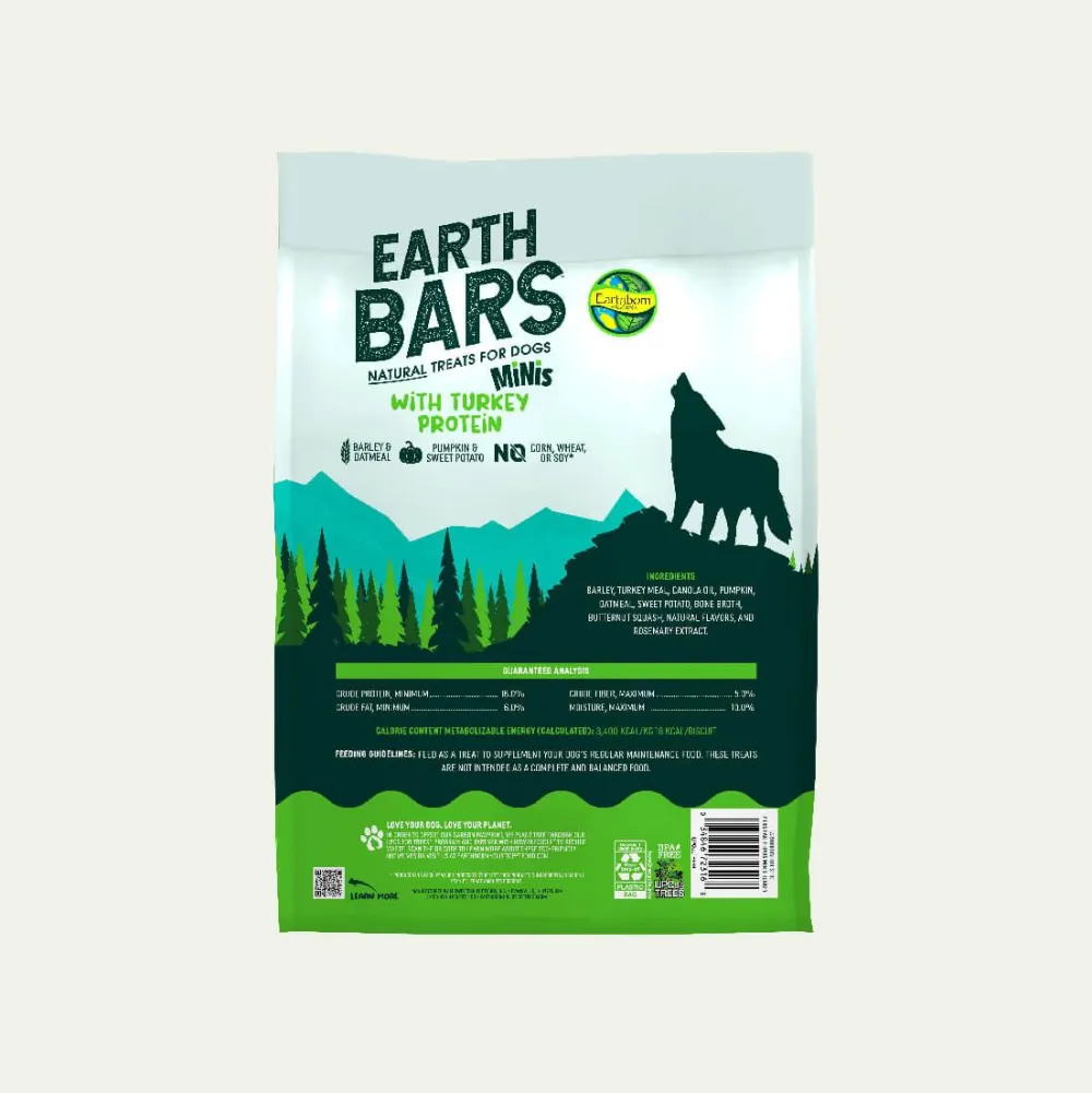 Earthborn Biscuits & Crunchy Treats^Holistic EarthBars with Turkey Protein Dog Treats, Mini, 10-oz