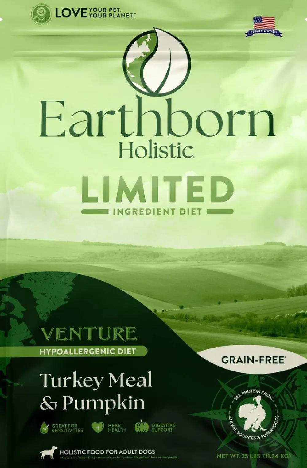 Earthborn Dry Food^Holistic Venture Limited Ingredient Turkey Meal & Pumpkin Grain-Free Dry Dog Food, 4-lb