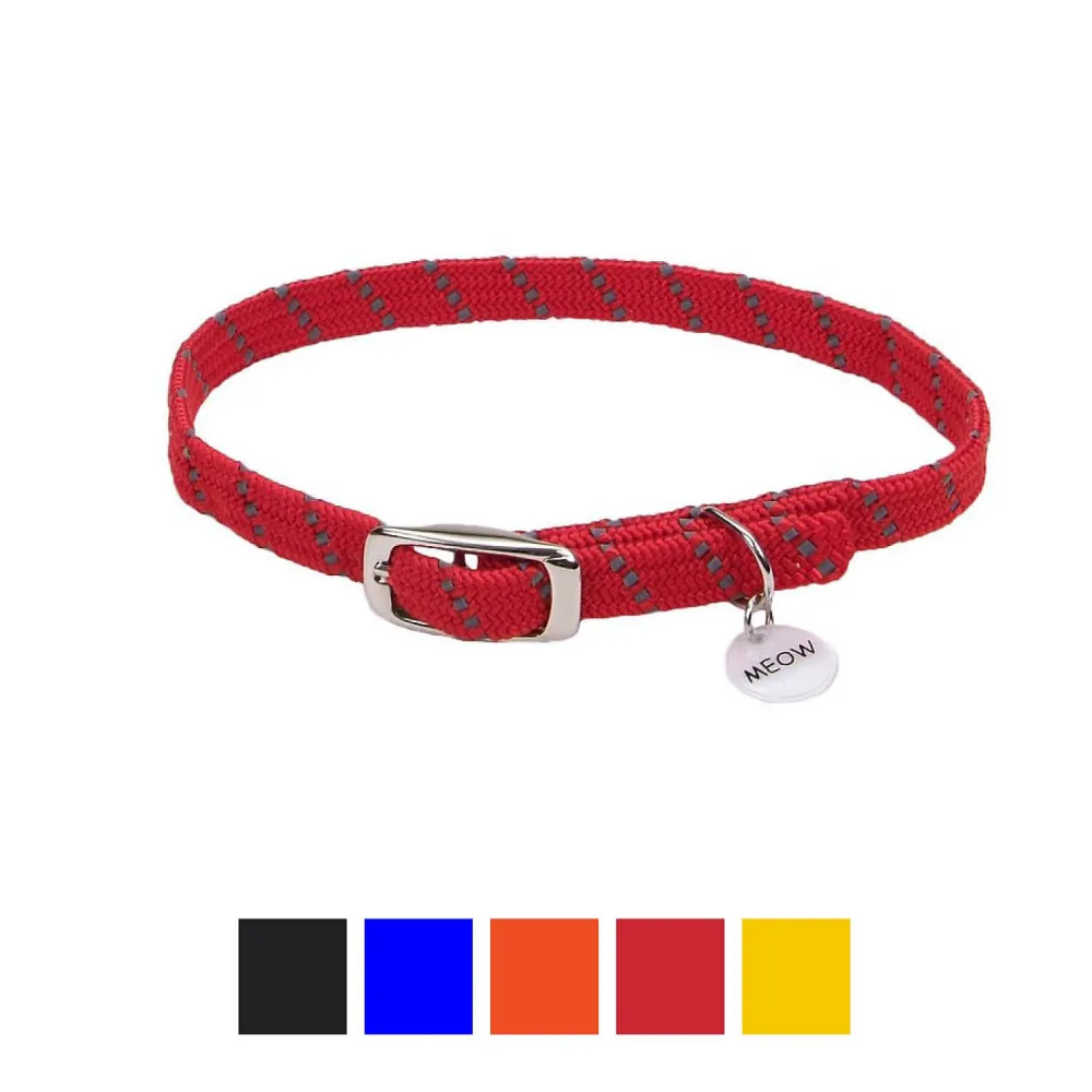 Elastacat Leashes & Collars | Leashes & Collars^Reflective Safety Stretch Cat Collar, Red, 10-in