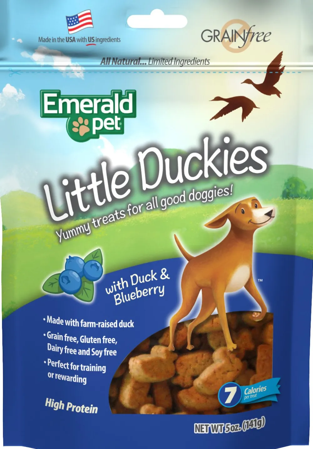 Emerald Pet Biscuits & Crunchy Treats^Little Duckies with Duck & Blueberry Dog Treats, 5-oz