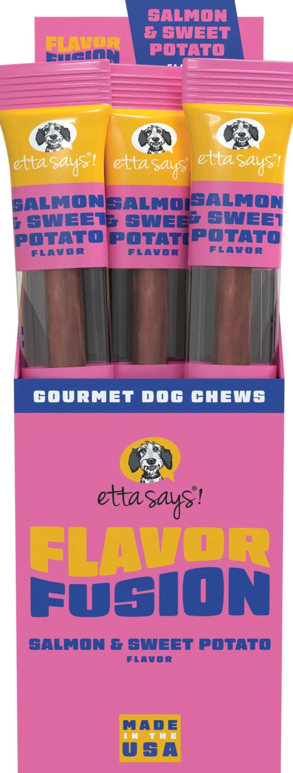 Etta Says! Bully Sticks & Natural Chews^Flavor Fusion Salmon & Sweet Potato Dog Treats, 1.5-oz