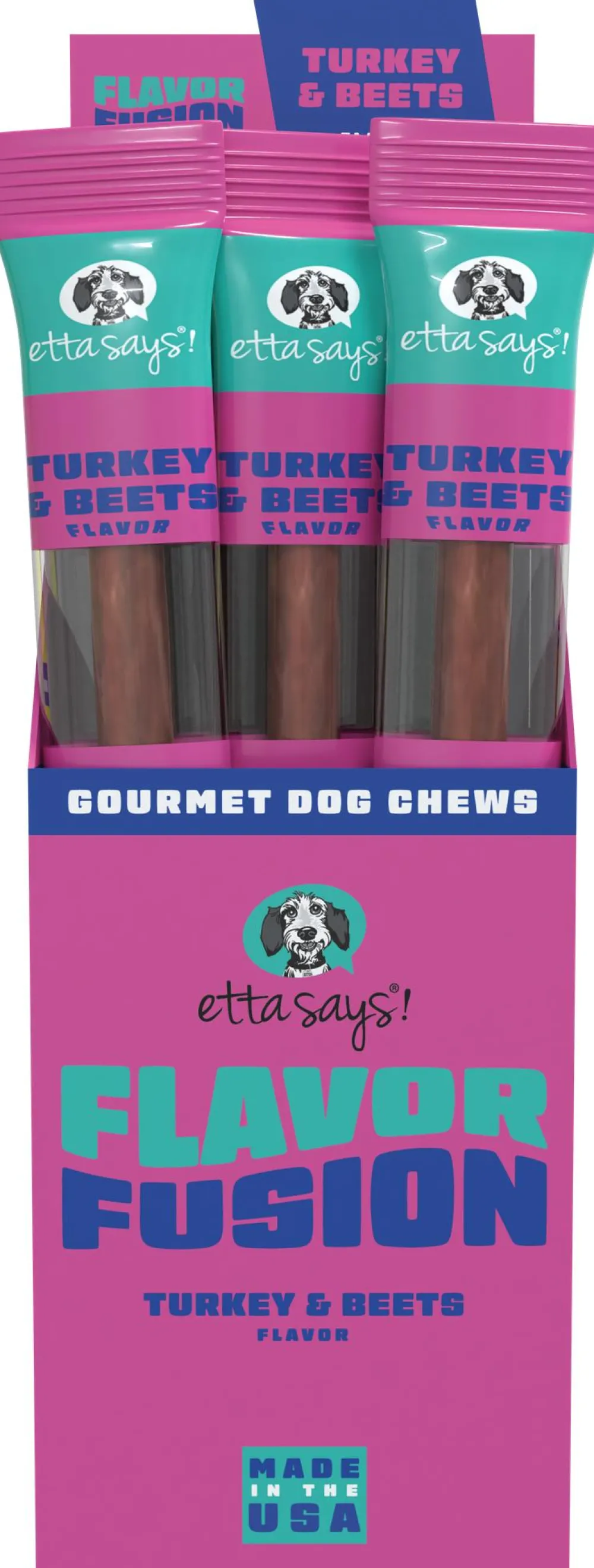 Etta Says! Bully Sticks & Natural Chews^Flavor Fusion Turkey & Beets Dog Treats, 1.5-oz