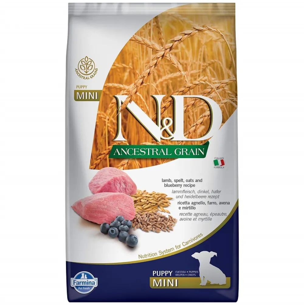 Farmina Dry Food^N&D Ancestral Grain Lamb & Blueberry Puppy Mini Dog Dry Food, 5.5-lb