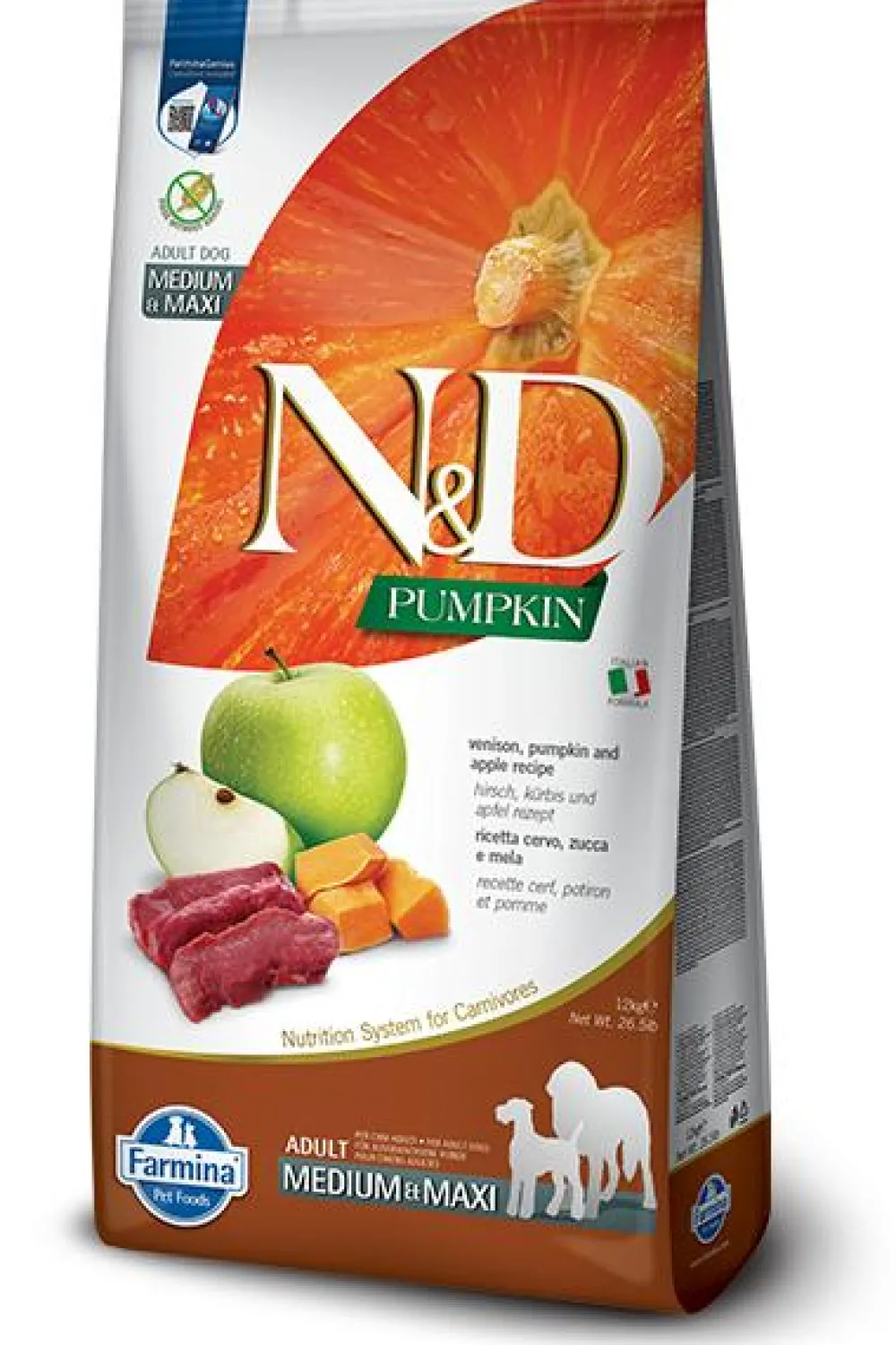 Farmina Dry Food^N&D Pumpkin Venison & Apple Adult Medium & Maxi Dry Dog Food, 26.5-lb