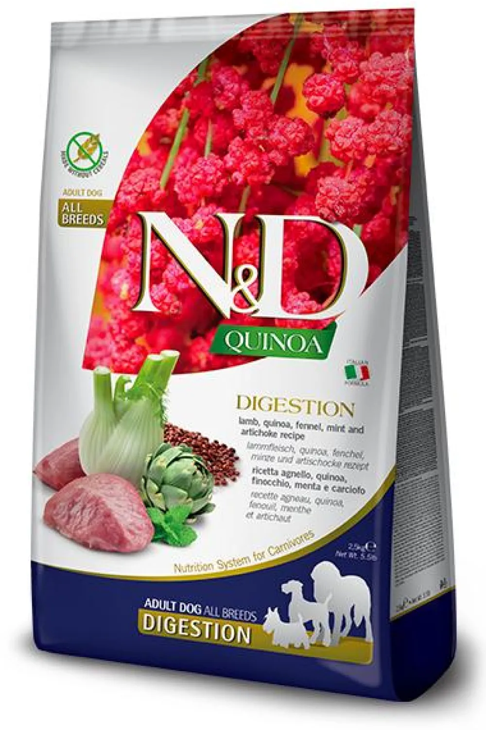 Farmina Dry Food^N&D Quinoa Digestion Lamb Adult Medium & Maxi Dry Dog Food, 5.5-lb