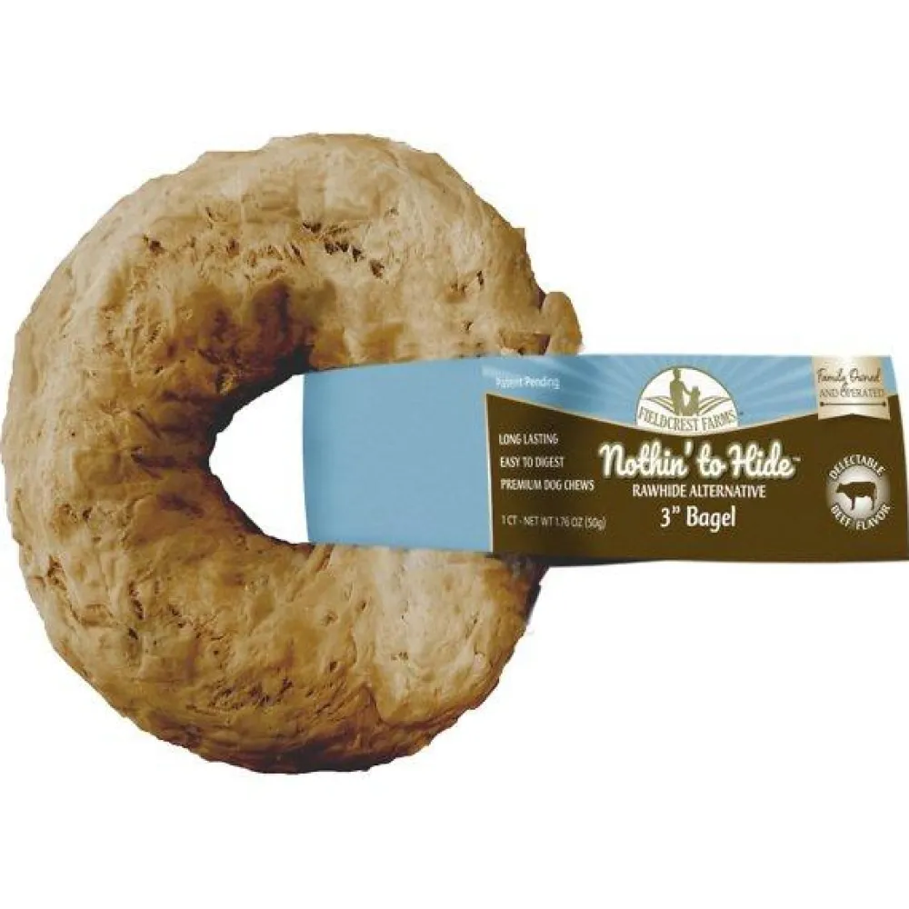 Fieldcrest Farms Bully Sticks & Natural Chews^Nothin' to Hide Bagel Beef Dog Treats, 3-in