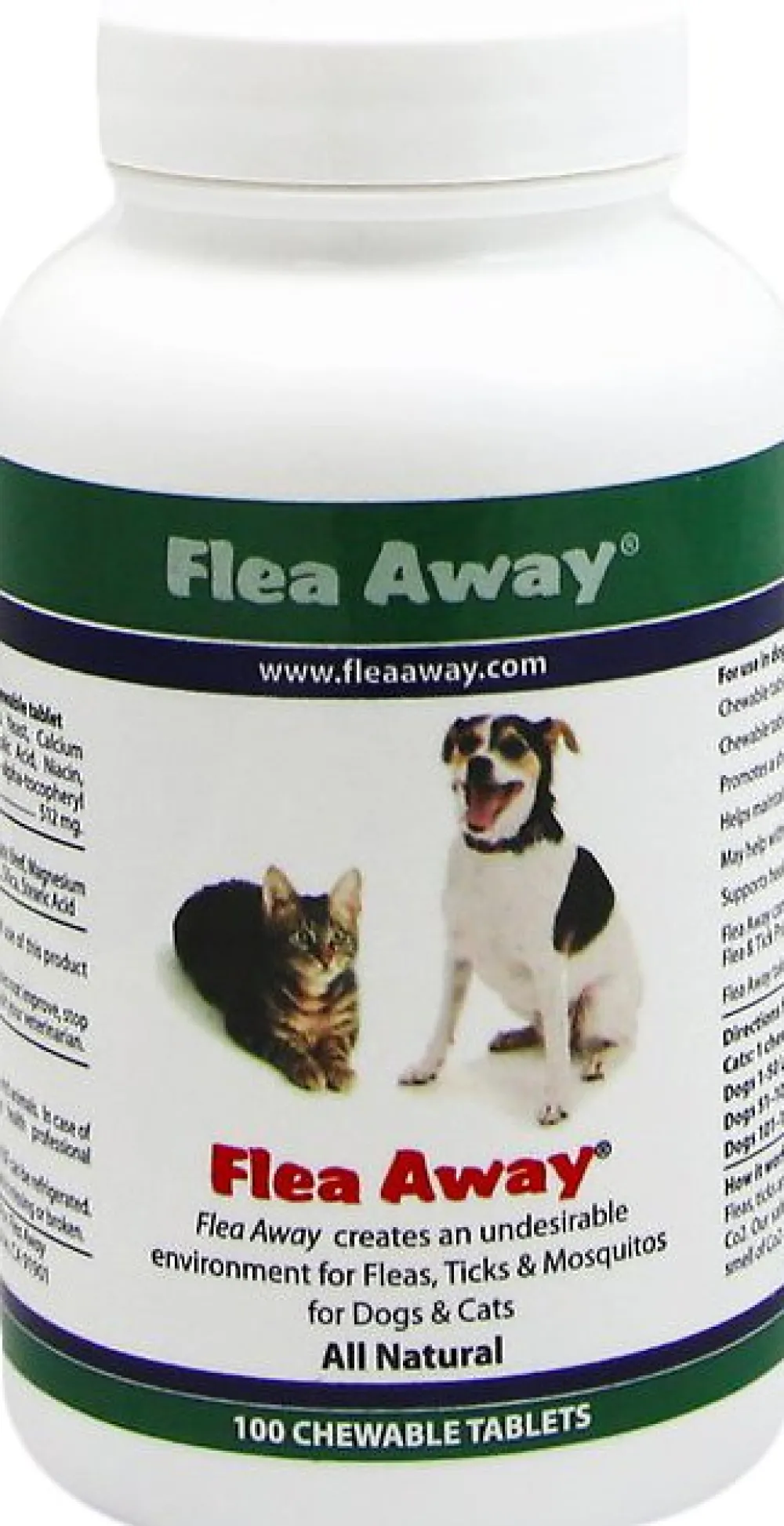 Flea Away Flea & Tick | Flea & Tick^Natural Flea, Tick & Mosquito Repellent for Dogs & Cats, 100 chewable tablets