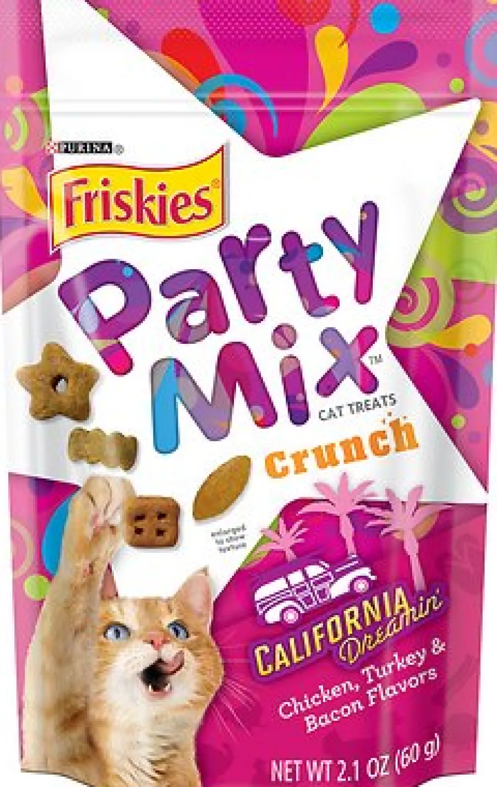 Friskies Crunchy Treats^Party Mix Crunch California Dreamin' Cat Treats, 2.1-oz