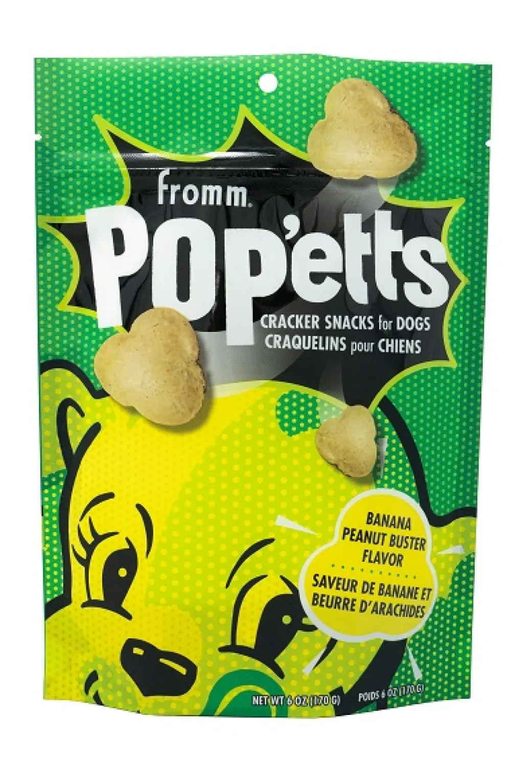 Fromm Biscuits & Crunchy Treats^Pop'etts Banana Peanut Buster Cracker Snacks Dog Treats, 6-oz