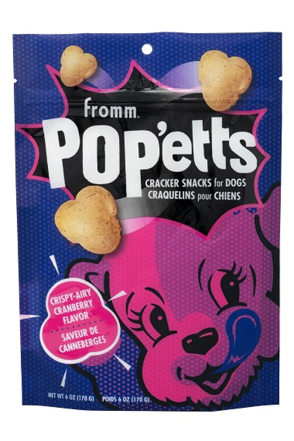 Fromm Biscuits & Crunchy Treats^Pop'etts Crispy Airy Cranberry Cracker Snacks Dog Treats, 6-oz