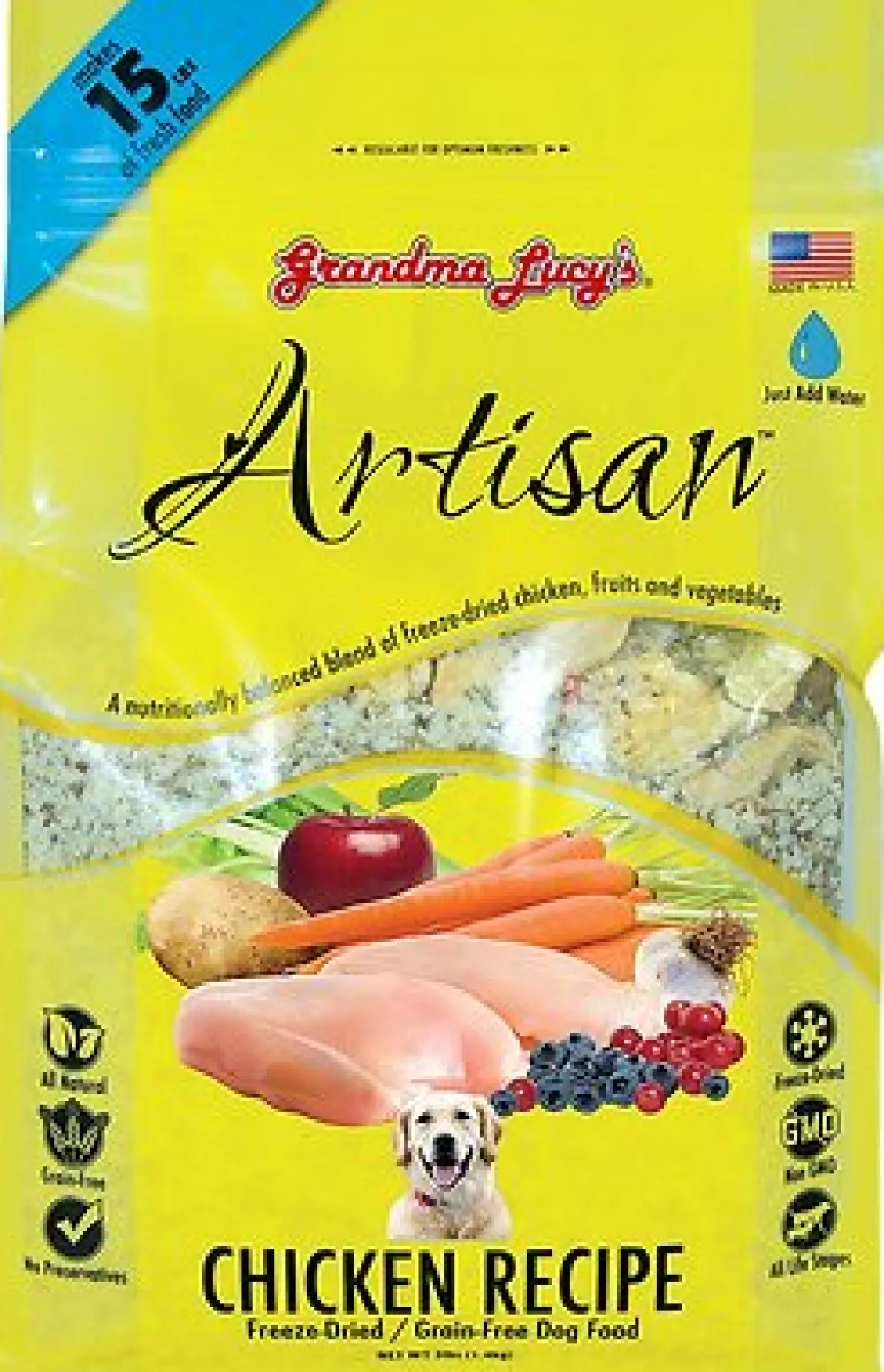 Grandma Lucy's Freeze-Dried Food^Artisan Grain-Free Chicken Freeze-Dried Dog Food, 3-lb