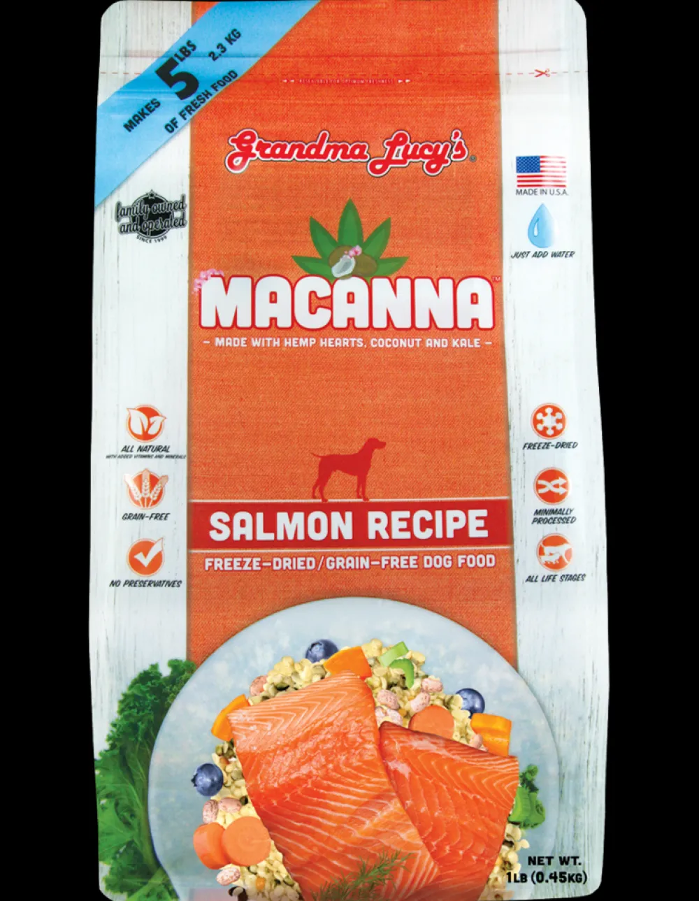 Grandma Lucy's Freeze-Dried Food^Macanna Salmon Freeze-Dried Grain-Free Dog Food, 8-lb