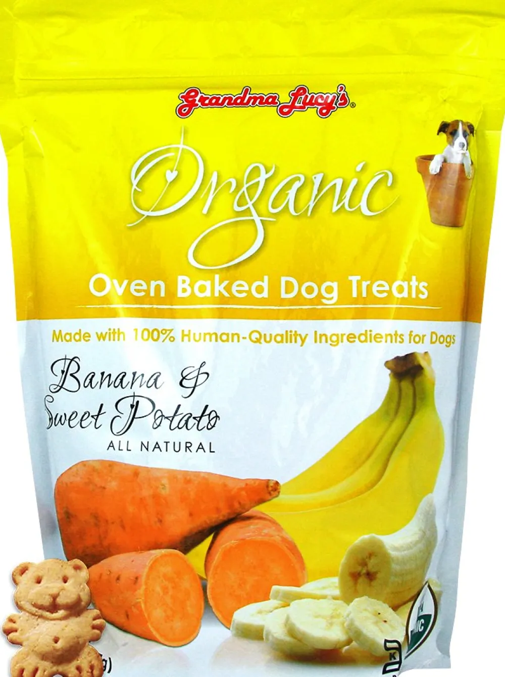 Grandma Lucy's Biscuits & Crunchy Treats^Organic Banana & Sweet Potato Oven Baked Dog Treats, 14-oz