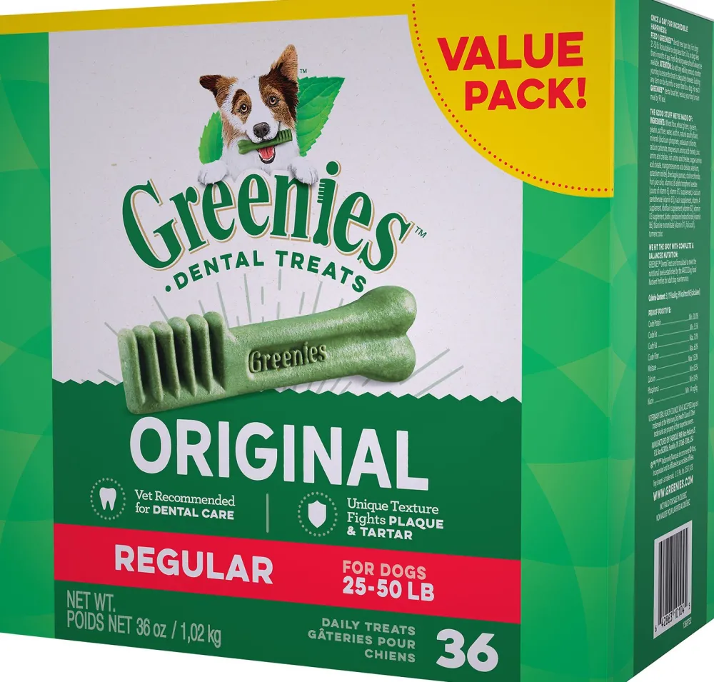 Greenies Dental & Hard Chews^Original Regular Dental Dog Treats, 36-oz, 36-count