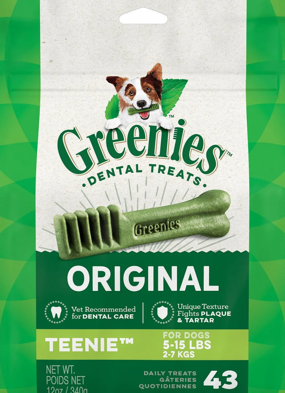 Greenies Dental & Hard Chews^Original Teenie Dental Dog Treats, 12-oz, 43-count