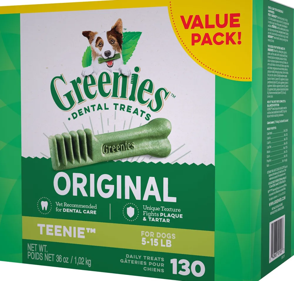 Greenies Dental & Hard Chews^Original Teenie Dental Dog Treats, 36-oz, 130-count