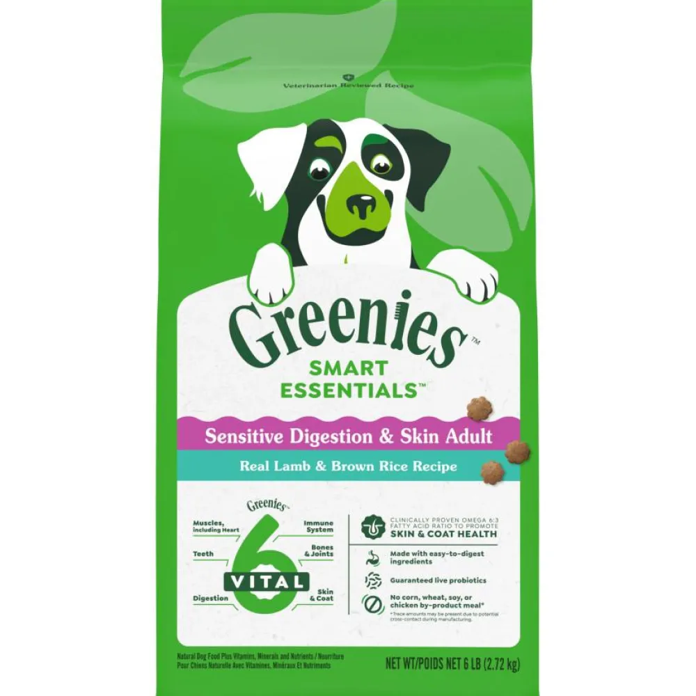 Greenies Dry Food^Smart Essentials Sensitive Digestion & Skin Real Lamb & Brown Rice Dry Dog Food, 6-lb