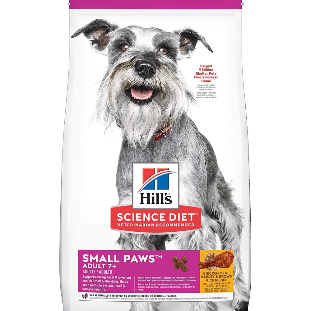 Hill's Science Diet Dry Food^Adult 7+ Small Paws Chicken Meal, Barley & Brown Rice Dry Dog Food, 15.5-lb