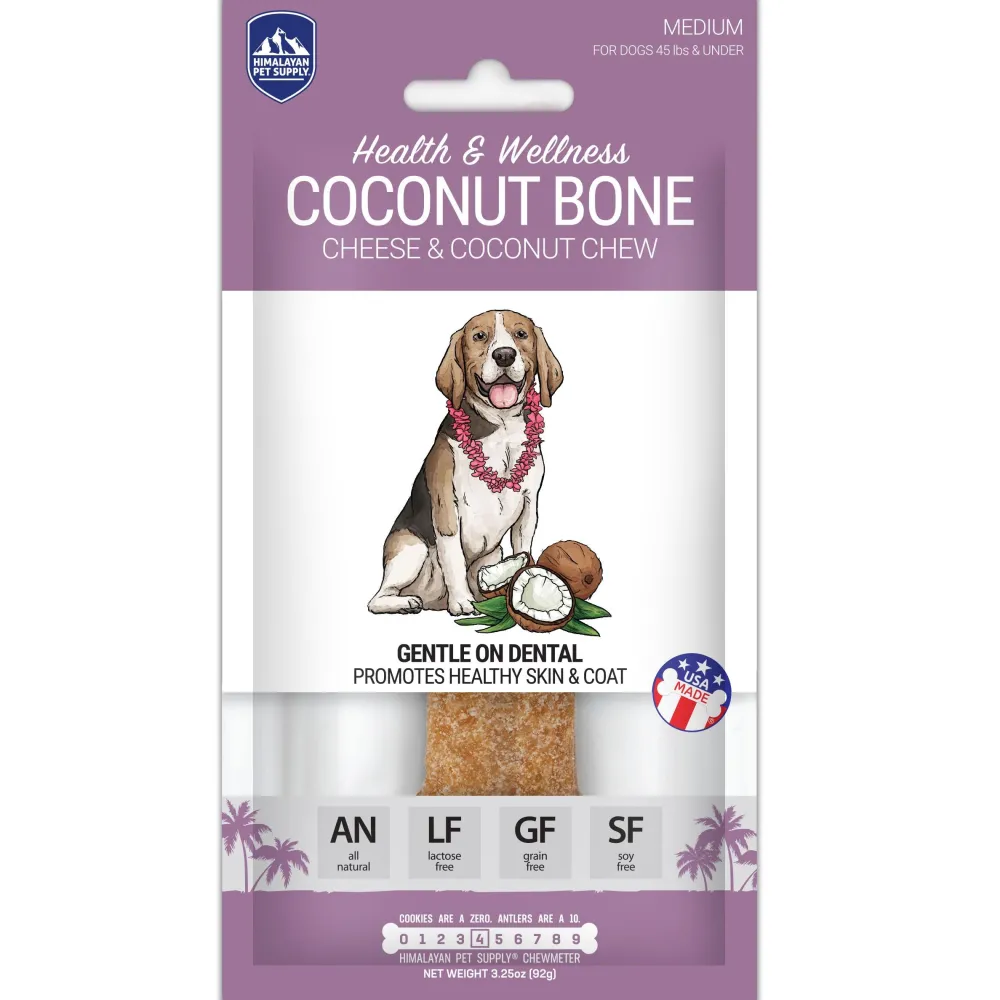 Himalayan Pet Supply Dental & Hard Chews^Health & Wellness Coconut Bone Dog Treats, Medium, 3.25-oz