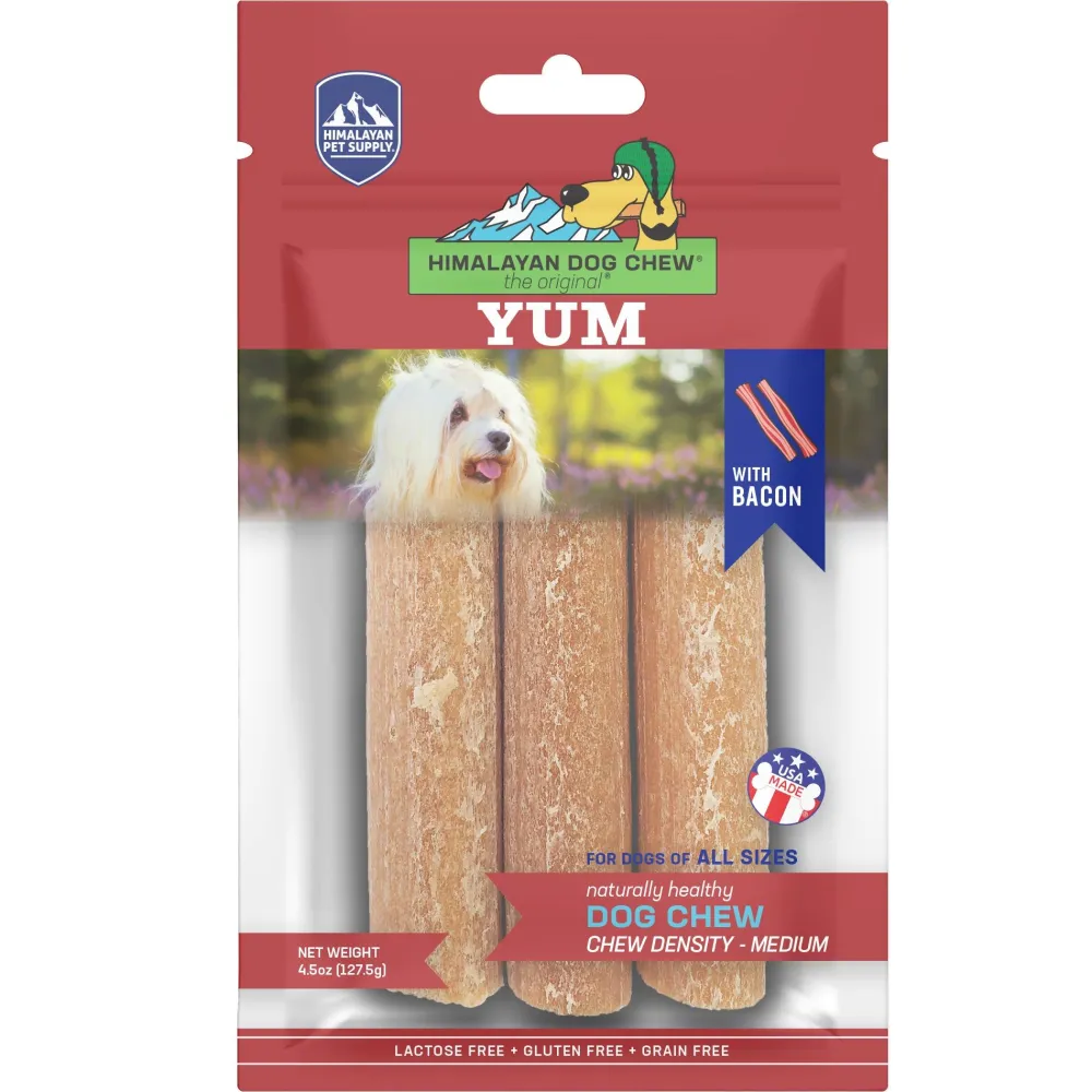 Himalayan Pet Supply Bully Sticks & Natural Chews^Yum with Bacon Dog Treats, 4.5-oz