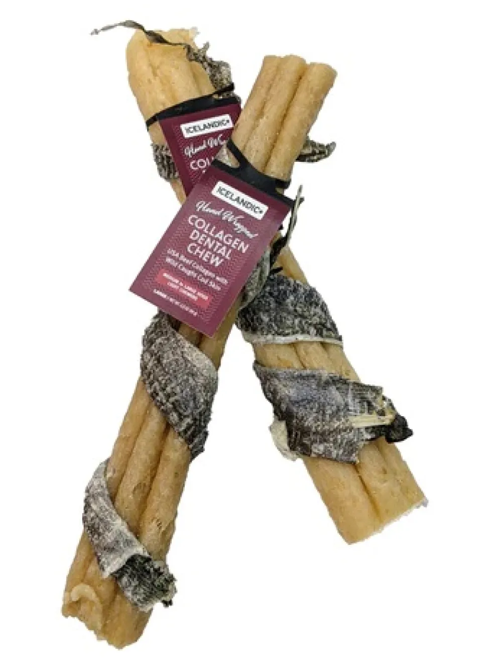 Icelandic+ Dental & Hard Chews^Beef Collagen Dental Chews with Cod Skin Dog Treat, 8-in, 1-count [DISPLAY]