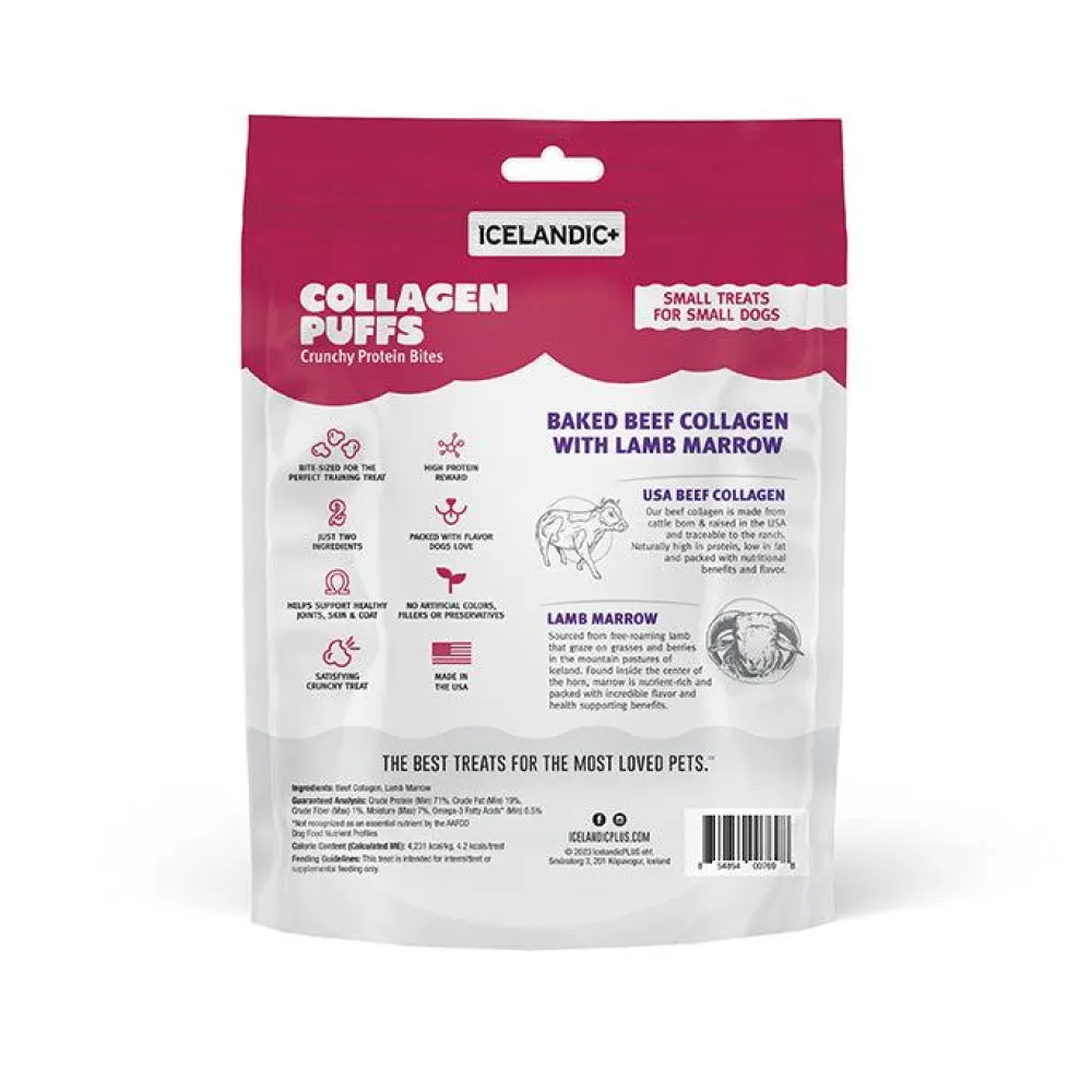 Icelandic+ Biscuits & Crunchy Treats^Beef Collagen Puffs with Marrow Small Dog Treats, 1.3-oz