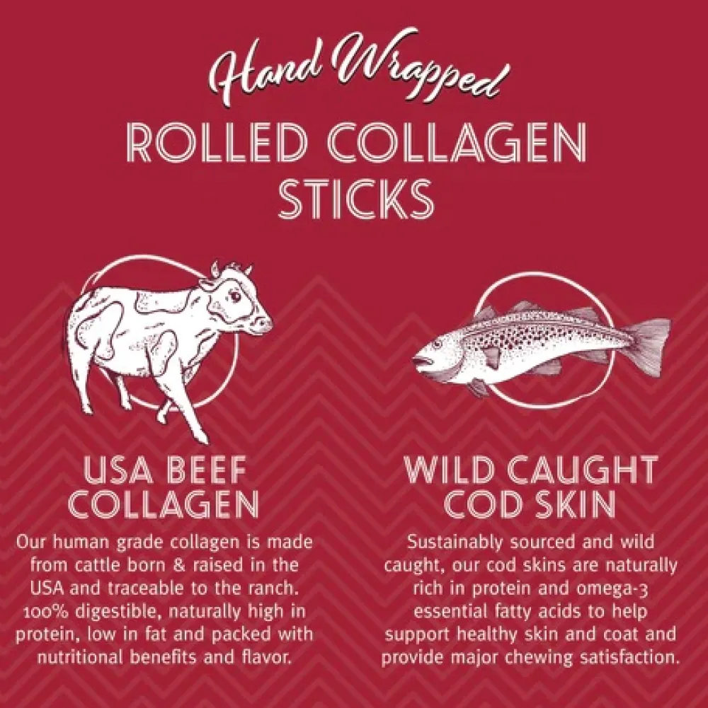 Icelandic+ Dental & Hard Chews^Beef Rolled Collagen Stick with Cod Skin Dog Treat, 4-in, 1-count [DISPLAY]