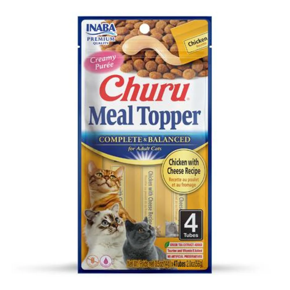 Inaba Food Toppings^Churu Meal Topper Chicken with Cheese for Cats, 4-pk